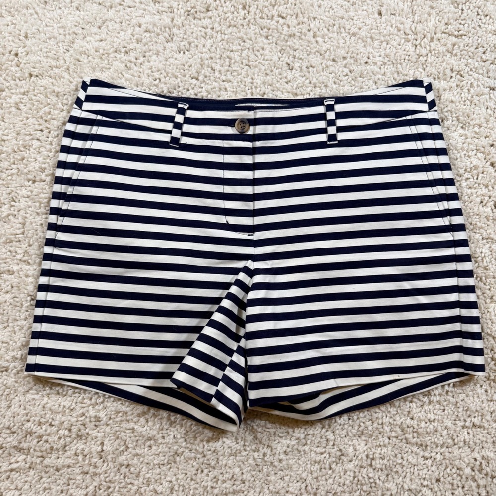 Boden Richmond Navy White Striped Chino Shorts 8 Coastal Nautical Preppy